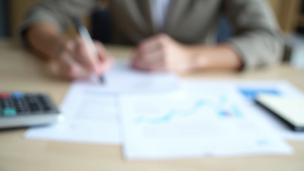 Documents de copropriété avec tableau d'analyse financière sur un bureau