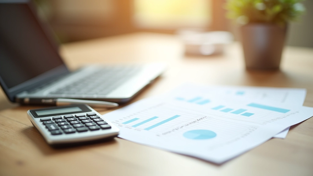 Table de travail avec calculatrice, stylo et feuilles de budget détaillées
